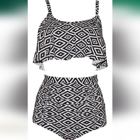 Other - Ruffle High Waisted Soft Comfortable Tankini Pin Up Bikini